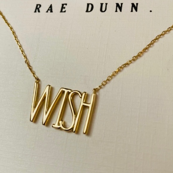 Rae Dunn WISH Classic Pendant Necklace Yellow Gold 925 Silver Gift Box - Picture 2 of 9